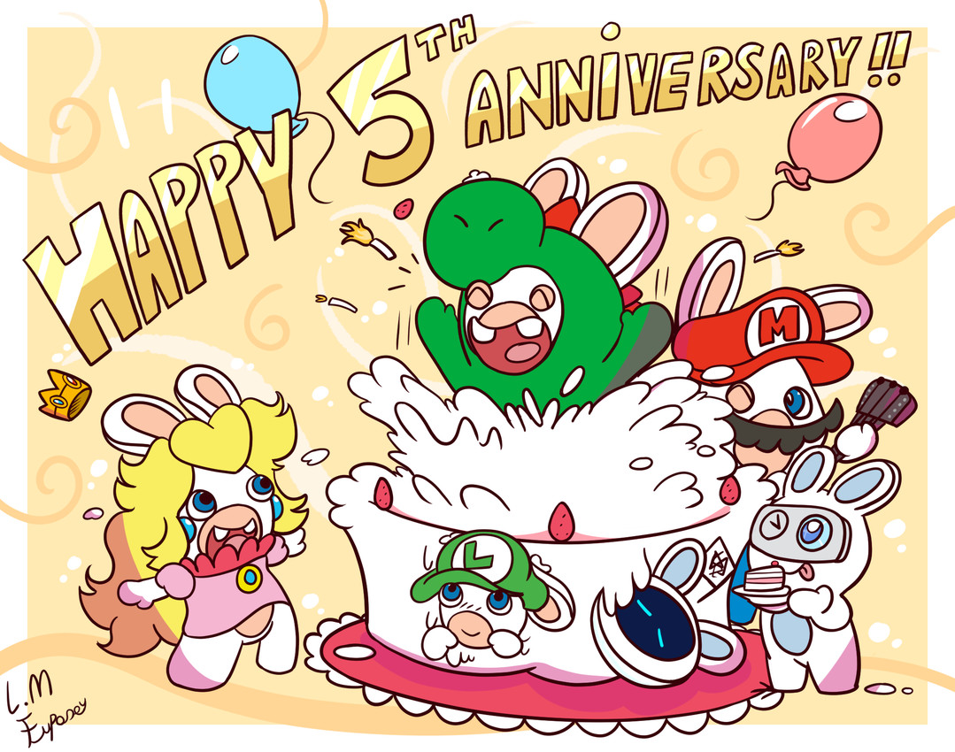 rabbid luigi, rabbid mario, rabbid peach, rabbid yoshi, beep-0, and etc (mario plus rabbids kingdom battle and etc) created by fuposey