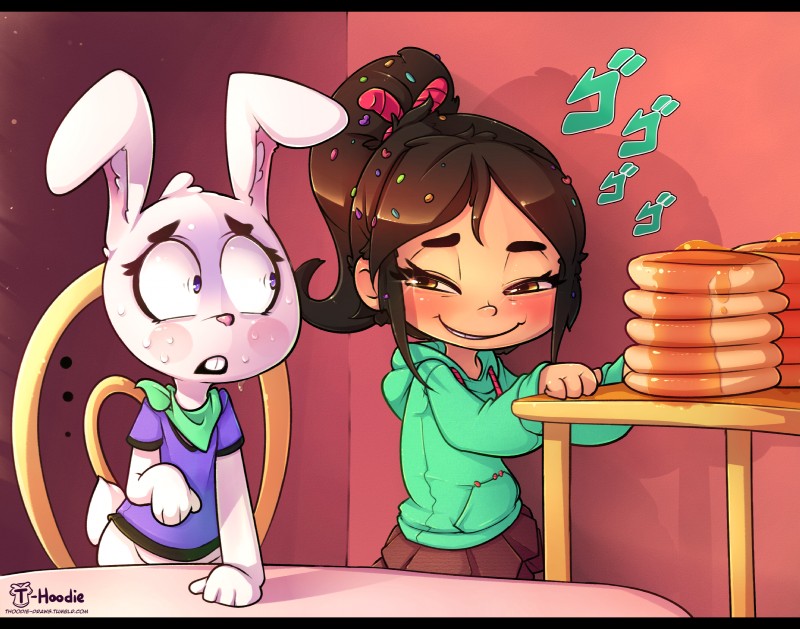 fun bun and vanellope von schweetz (ralph breaks the internet and etc) created by hoodie (artist)