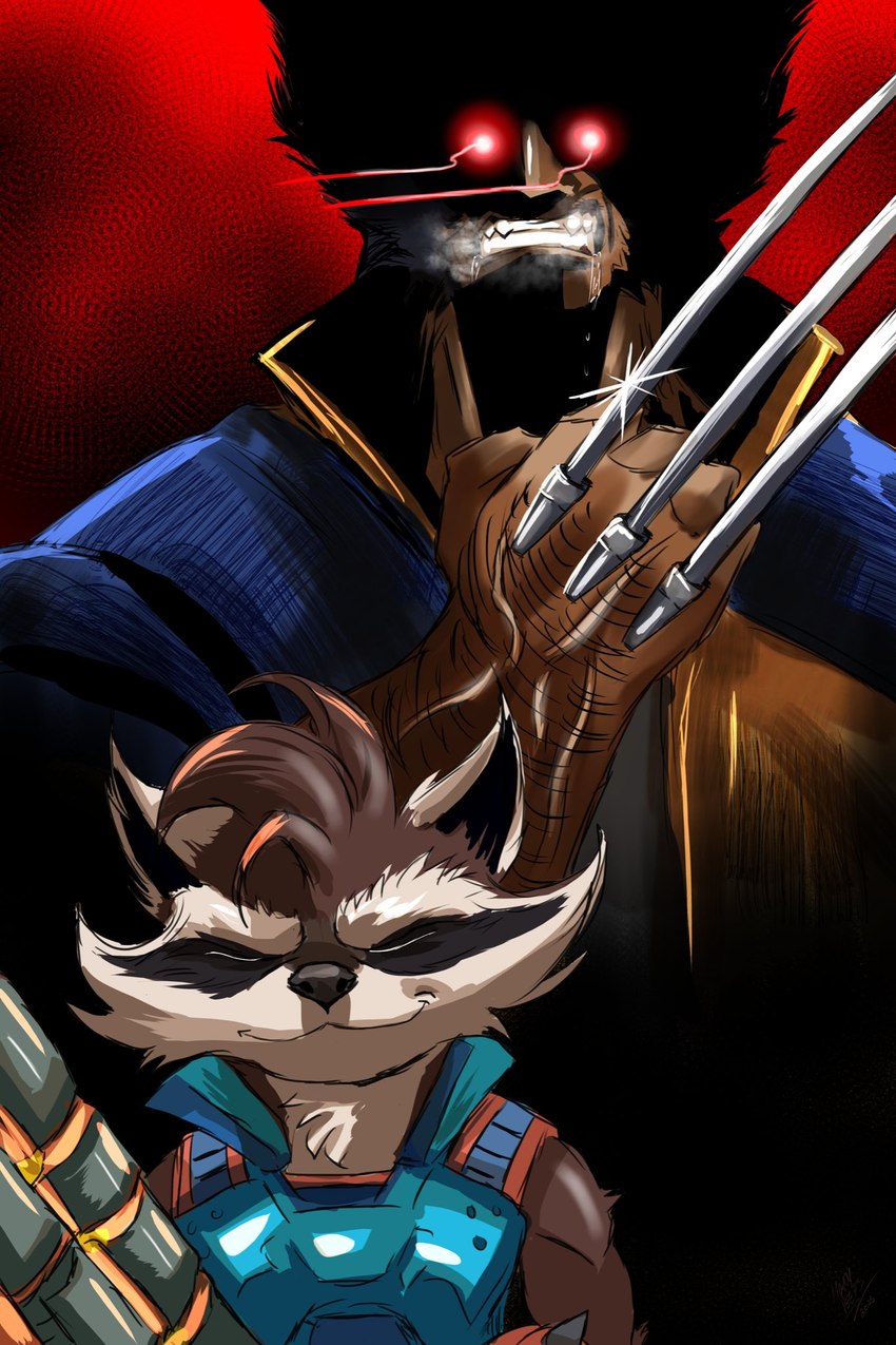 rocket raccoon and wolverine (guardians of the galaxy and etc) created by howdypeepos