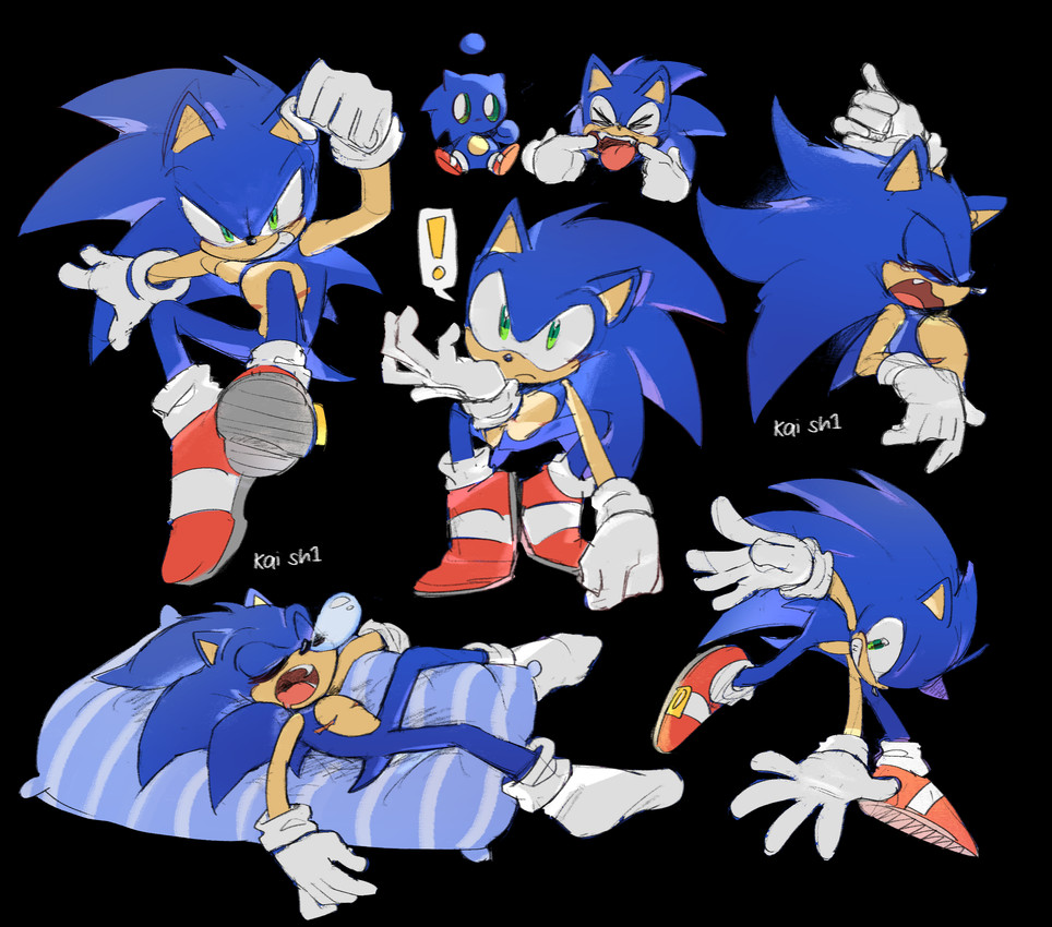 sonic chao and sonic the hedgehog (sonic the hedgehog (series) and etc) created by kai-sh1