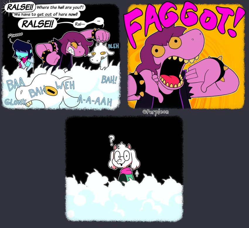 kris, ralsei, and susie (undertale (series) and etc) created by perpleon
