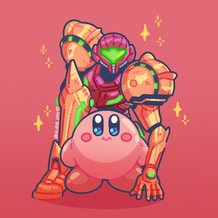 kirby and samus aran (kirby (series) and etc) created by kirbink