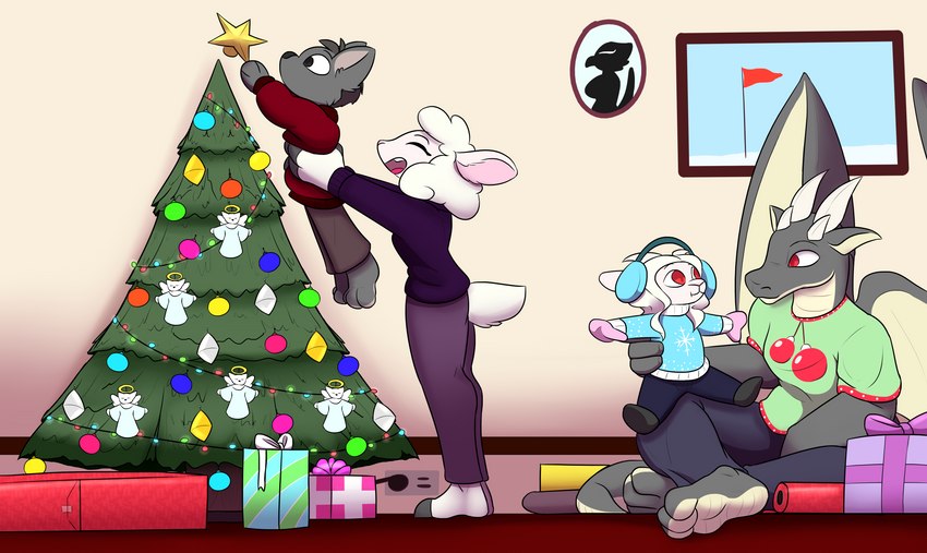 dash the raven, jenny the lamb, jim the lamb, magnus the dragon, and wolf (christmas and etc) created by twtr