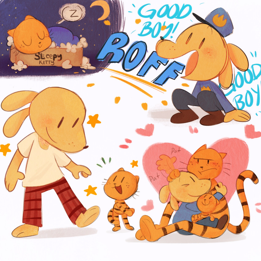 dog man, li'l petey, and petey the cat (dog man (series)) created by cupsiie