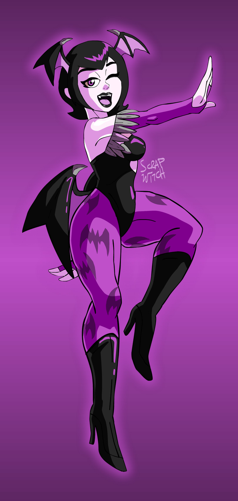 mavis dracula and morrigan aensland (hotel transylvania and etc) created by scrapcorcist