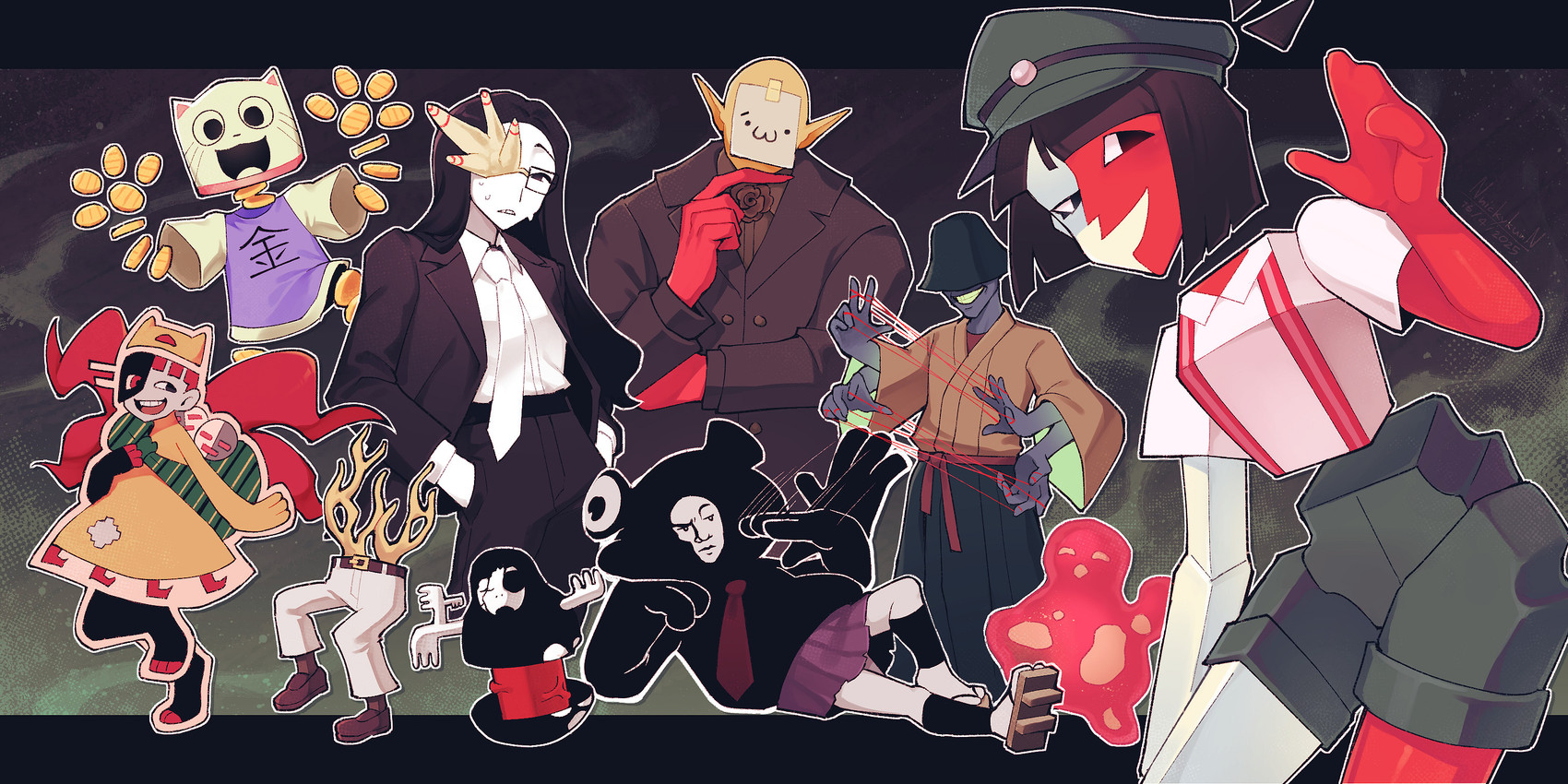 the suspicious man, coral glasses, walking pants, taski maiden, ena, and etc (ena: dream bbq and etc) created by nnickykunn