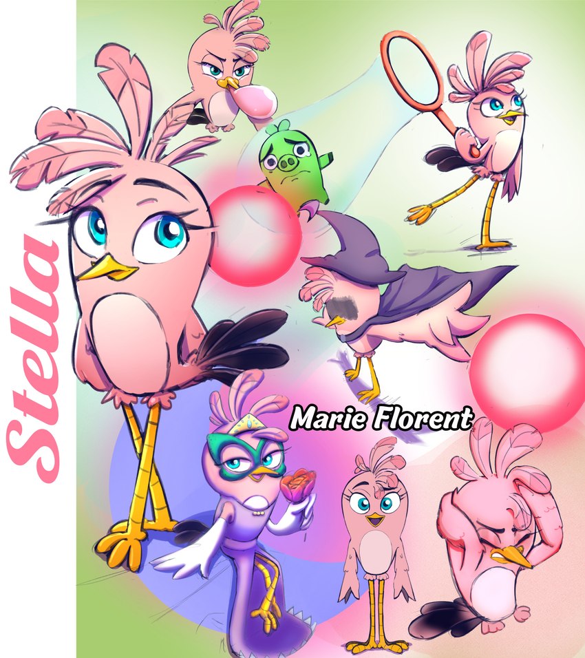 pig and stella (the angry birds movie and etc) created by marie florentt